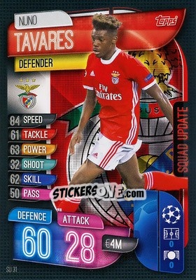 Sticker Nuno Tavares - UEFA Champions League 2019-2020. Match Attax Extra. Spain/Portugal n. SU31 - Topps