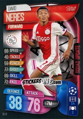 Sticker David Neres - UEFA Champions League 2019-2020. Match Attax Extra. Spain/Portugal - Topps