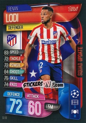 Sticker Renan Lodi - UEFA Champions League 2019-2020. Match Attax Extra. Spain/Portugal n. SU56 - Topps