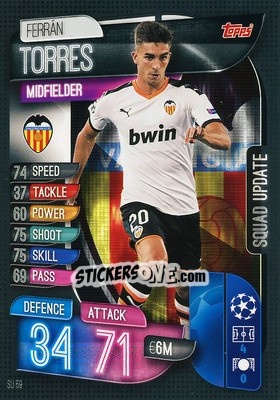 Sticker Ferran Torres - UEFA Champions League 2019-2020. Match Attax Extra. Spain/Portugal n. SU59 - Topps
