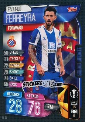 Sticker Facundo Ferreyra - UEFA Champions League 2019-2020. Match Attax Extra. Spain/Portugal n. SU65 - Topps
