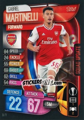 Sticker Gabriel Martinelli - UEFA Champions League 2019-2020. Match Attax Extra. Spain/Portugal n. SU71 - Topps