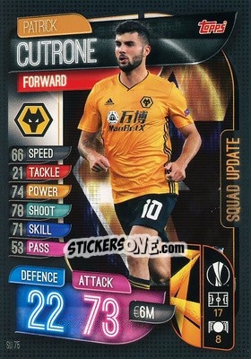 Sticker Patrick Cutrone - UEFA Champions League 2019-2020. Match Attax Extra. Spain/Portugal n. SU75 - Topps