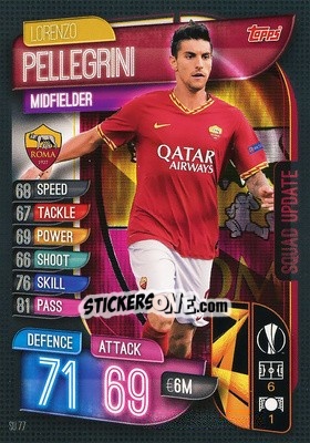 Sticker Lorenzo Pellegrini - UEFA Champions League 2019-2020. Match Attax Extra. Spain/Portugal n. SU77 - Topps