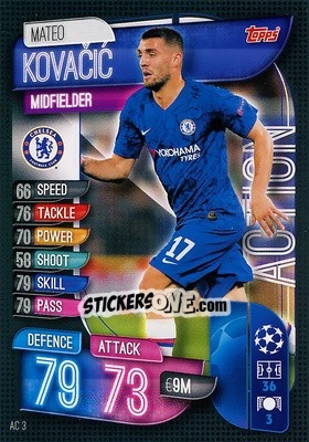 Sticker Mateo Kovacic - UEFA Champions League 2019-2020. Match Attax Extra. Spain/Portugal n. AC3 - Topps