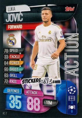 Sticker Luka Jovic - UEFA Champions League 2019-2020. Match Attax Extra. Spain/Portugal - Topps