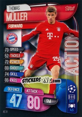 Sticker Thomas Müller - UEFA Champions League 2019-2020. Match Attax Extra. Spain/Portugal n. AC9 - Topps