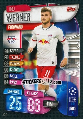 Sticker Timo Werner - UEFA Champions League 2019-2020. Match Attax Extra. Spain/Portugal n. AC11 - Topps