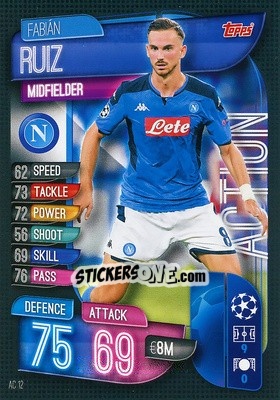 Sticker Fabián Ruiz - UEFA Champions League 2019-2020. Match Attax Extra. Spain/Portugal n. AC12 - Topps