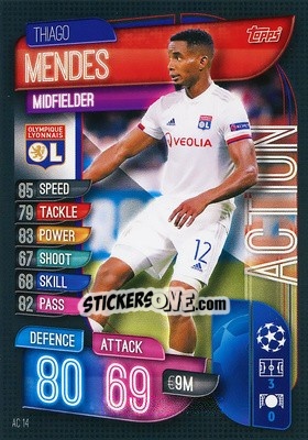 Sticker Thiago Mendes - UEFA Champions League 2019-2020. Match Attax Extra. Spain/Portugal n. AC14 - Topps