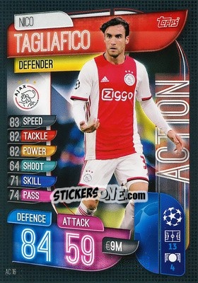 Sticker Nicolás Tagliafico - UEFA Champions League 2019-2020. Match Attax Extra. Spain/Portugal n. AC16 - Topps