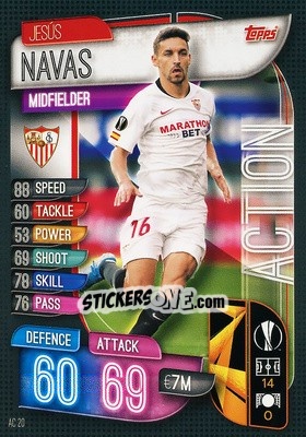 Sticker Jesús Navas - UEFA Champions League 2019-2020. Match Attax Extra. Spain/Portugal n. AC20 - Topps