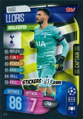 Sticker Hugo Lloris - UEFA Champions League 2019-2020. Match Attax Extra. Spain/Portugal n. C4 - Topps