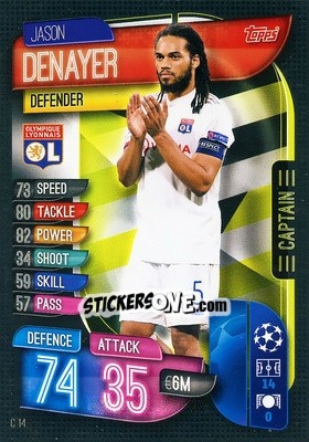 Sticker Jason Denayer - UEFA Champions League 2019-2020. Match Attax Extra. Spain/Portugal n. C14 - Topps