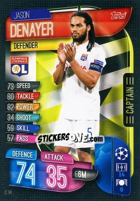 Sticker Jason Denayer - UEFA Champions League 2019-2020. Match Attax Extra. Spain/Portugal - Topps