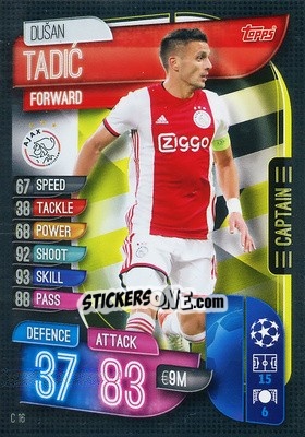 Sticker Dušan Tadic - UEFA Champions League 2019-2020. Match Attax Extra. Spain/Portugal n. C16 - Topps
