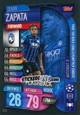 Sticker Duván Zapata - UEFA Champions League 2019-2020. Match Attax Extra. Spain/Portugal n. FB13 - Topps