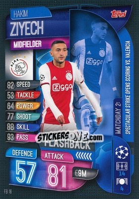Sticker Hakim Ziyech - UEFA Champions League 2019-2020. Match Attax Extra. Spain/Portugal n. FB16 - Topps