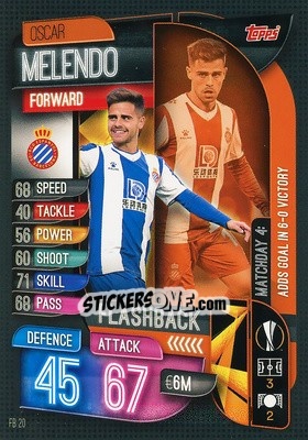 Sticker Oscar Melendo - UEFA Champions League 2019-2020. Match Attax Extra. Spain/Portugal n. FB20 - Topps