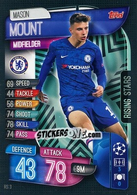 Sticker Mason Mount - UEFA Champions League 2019-2020. Match Attax Extra. Spain/Portugal n. RS3 - Topps