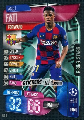 Sticker Ansu Fati - UEFA Champions League 2019-2020. Match Attax Extra. Spain/Portugal n. RS5 - Topps