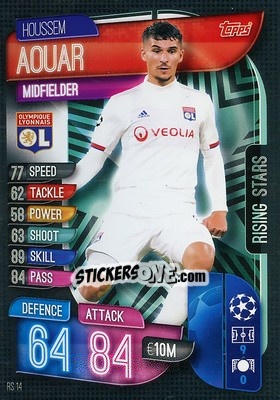 Sticker Houssem Aouar - UEFA Champions League 2019-2020. Match Attax Extra. Spain/Portugal n. RS14 - Topps