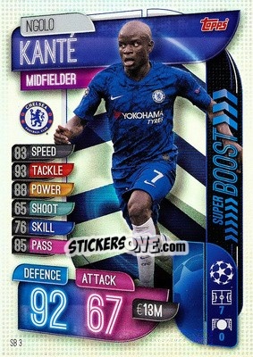 Sticker N'Golo Kanté - UEFA Champions League 2019-2020. Match Attax Extra. Spain/Portugal n. SB3 - Topps