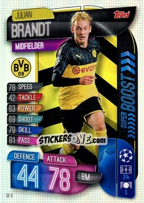 Sticker Julian Brandt - UEFA Champions League 2019-2020. Match Attax Extra. Spain/Portugal n. SB10 - Topps