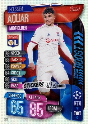 Sticker Houssem Aouar - UEFA Champions League 2019-2020. Match Attax Extra. Spain/Portugal n. SB14 - Topps