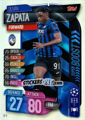 Sticker Duván Zapata - UEFA Champions League 2019-2020. Match Attax Extra. Spain/Portugal n. SB15 - Topps