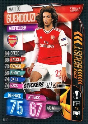 Sticker Mattéo Guendouzi - UEFA Champions League 2019-2020. Match Attax Extra. Spain/Portugal n. SB17 - Topps
