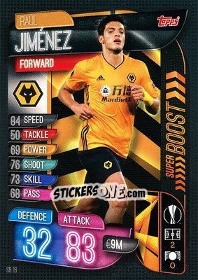 Sticker Raúl Jiménez - UEFA Champions League 2019-2020. Match Attax Extra. Spain/Portugal n. SB18 - Topps