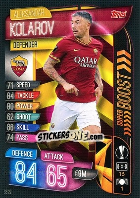Sticker Aleksandar Kolarov - UEFA Champions League 2019-2020. Match Attax Extra. Spain/Portugal n. SB22 - Topps