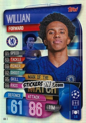 Sticker Willian - UEFA Champions League 2019-2020. Match Attax Extra. Spain/Portugal - Topps