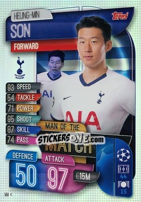 Sticker Heung-Min Son - UEFA Champions League 2019-2020. Match Attax Extra. Spain/Portugal - Topps