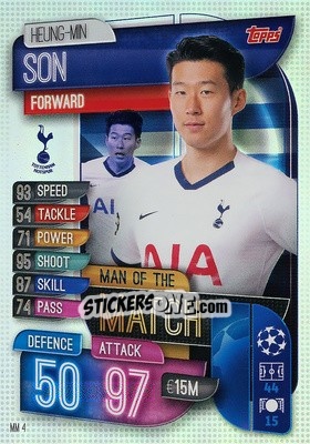 Sticker Heung-Min Son - UEFA Champions League 2019-2020. Match Attax Extra. Spain/Portugal n. MM4 - Topps