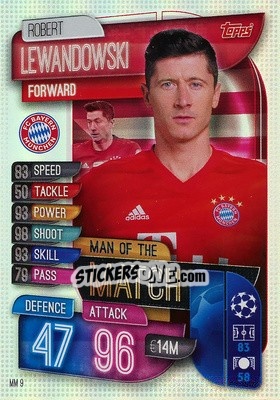 Sticker Robert Lewandowski - UEFA Champions League 2019-2020. Match Attax Extra. Spain/Portugal n. MM9 - Topps