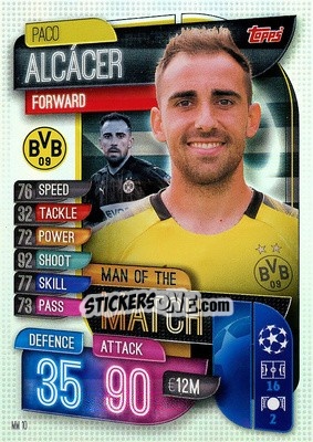 Sticker Paco Alcácer - UEFA Champions League 2019-2020. Match Attax Extra. Spain/Portugal n. MM10 - Topps