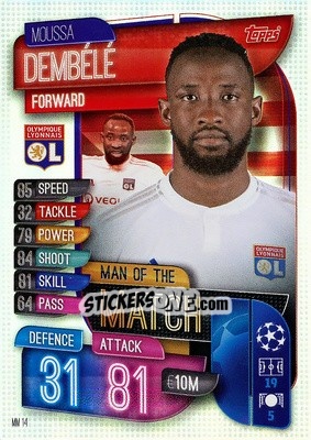 Sticker Moussa Dembélé - UEFA Champions League 2019-2020. Match Attax Extra. Spain/Portugal n. MM14 - Topps