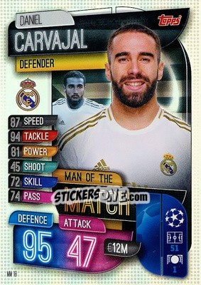 Sticker Dani Carvajal - UEFA Champions League 2019-2020. Match Attax Extra. Spain/Portugal - Topps