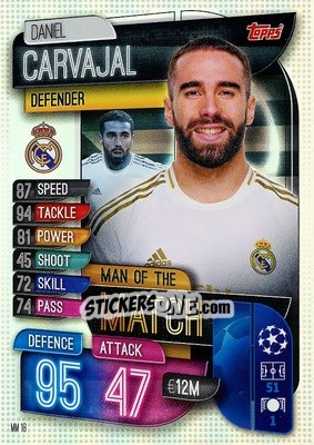 Sticker Dani Carvajal - UEFA Champions League 2019-2020. Match Attax Extra. Spain/Portugal n. MM18 - Topps