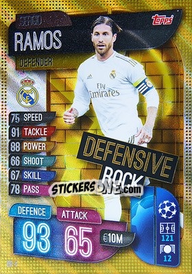 Sticker Sergio Ramos - UEFA Champions League 2019-2020. Match Attax Extra. Spain/Portugal n. DR4 - Topps