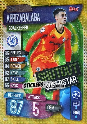 Sticker Kepa Arrizabalaga - UEFA Champions League 2019-2020. Match Attax Extra. Spain/Portugal n. SO3 - Topps