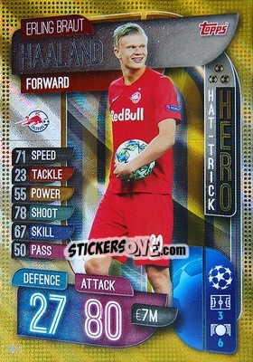 Sticker Erling Braut Haaland - UEFA Champions League 2019-2020. Match Attax Extra. Spain/Portugal n. HH1 - Topps