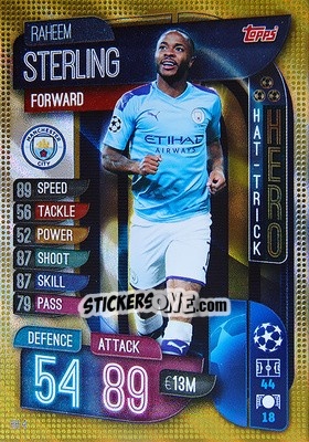 Sticker Raheem Sterling - UEFA Champions League 2019-2020. Match Attax Extra. Spain/Portugal n. HH4 - Topps