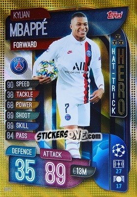 Sticker Kylian Mbappé - UEFA Champions League 2019-2020. Match Attax Extra. Spain/Portugal n. HH5 - Topps
