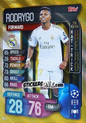 Sticker Rodrygo - UEFA Champions League 2019-2020. Match Attax Extra. Spain/Portugal - Topps