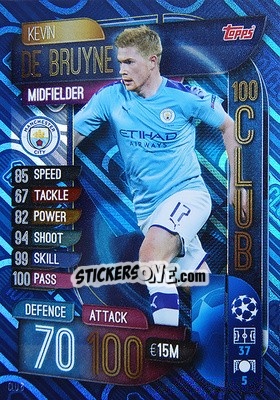 Sticker Kevin De Bruyne - UEFA Champions League 2019-2020. Match Attax Extra. Spain/Portugal n. CLU6 - Topps