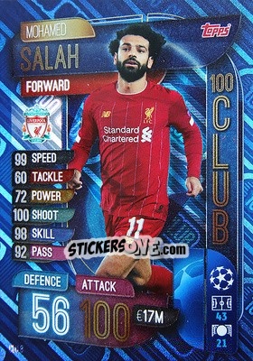 Sticker Mohamed Salah - UEFA Champions League 2019-2020. Match Attax Extra. Spain/Portugal n. CLU8 - Topps
