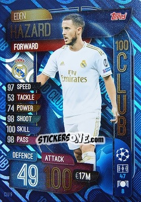 Sticker Eden Hazard - UEFA Champions League 2019-2020. Match Attax Extra. Spain/Portugal n. CLU9 - Topps